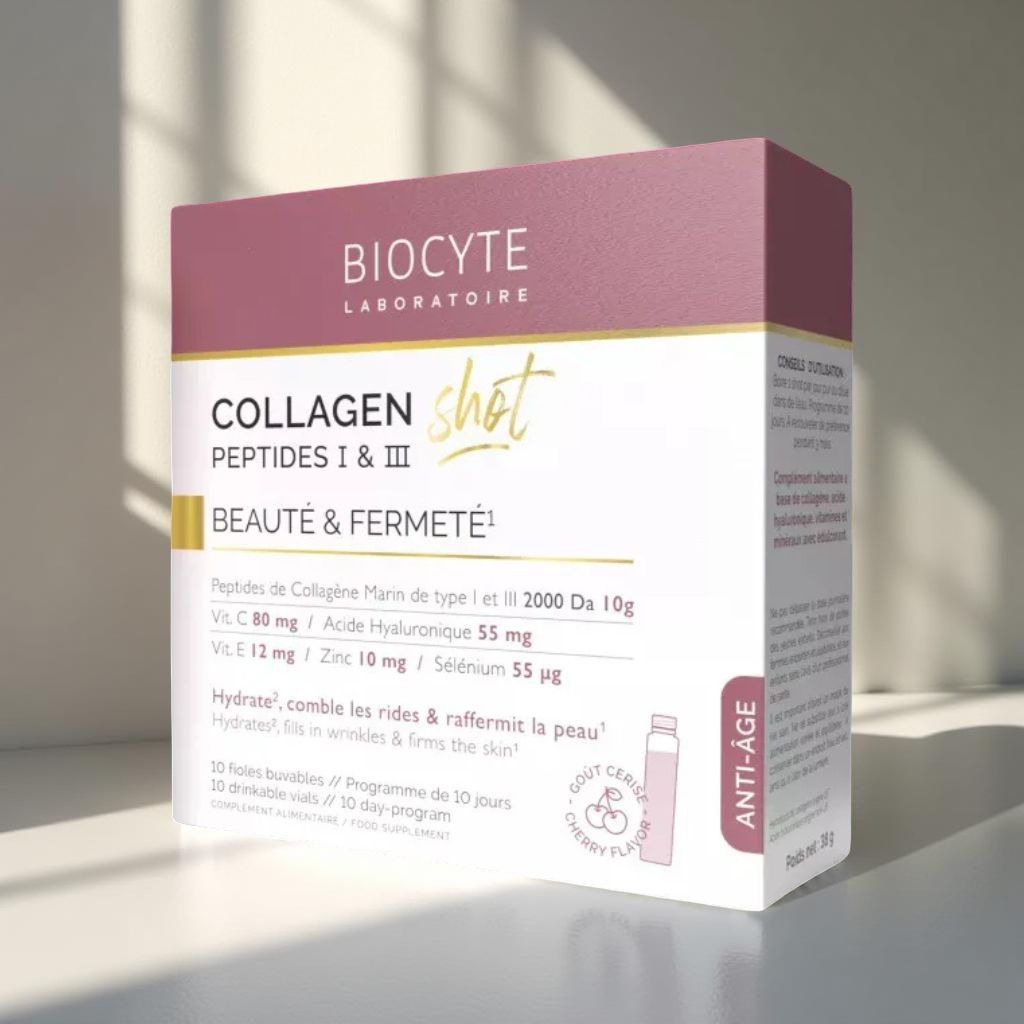Biocyte Collagen Shot su saldikliais, vyšnių skonio