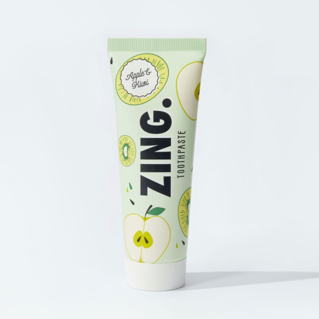 ZING Hap+ balinanti dantų pasta obuolio ir kivi skonio, 75 ml.