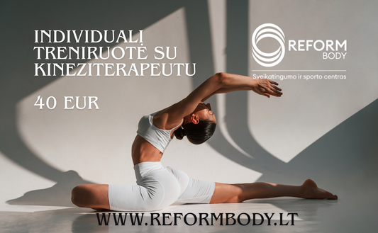 Individuali treniruotė su kineziterapeutu (naudojant Pilates Reformer ir specializuotą įrangą)
