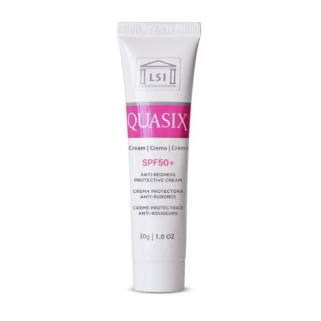 LSI Quasix® SPF50+ kremas nuo odos paraudimo su apsauga nuo saulės.