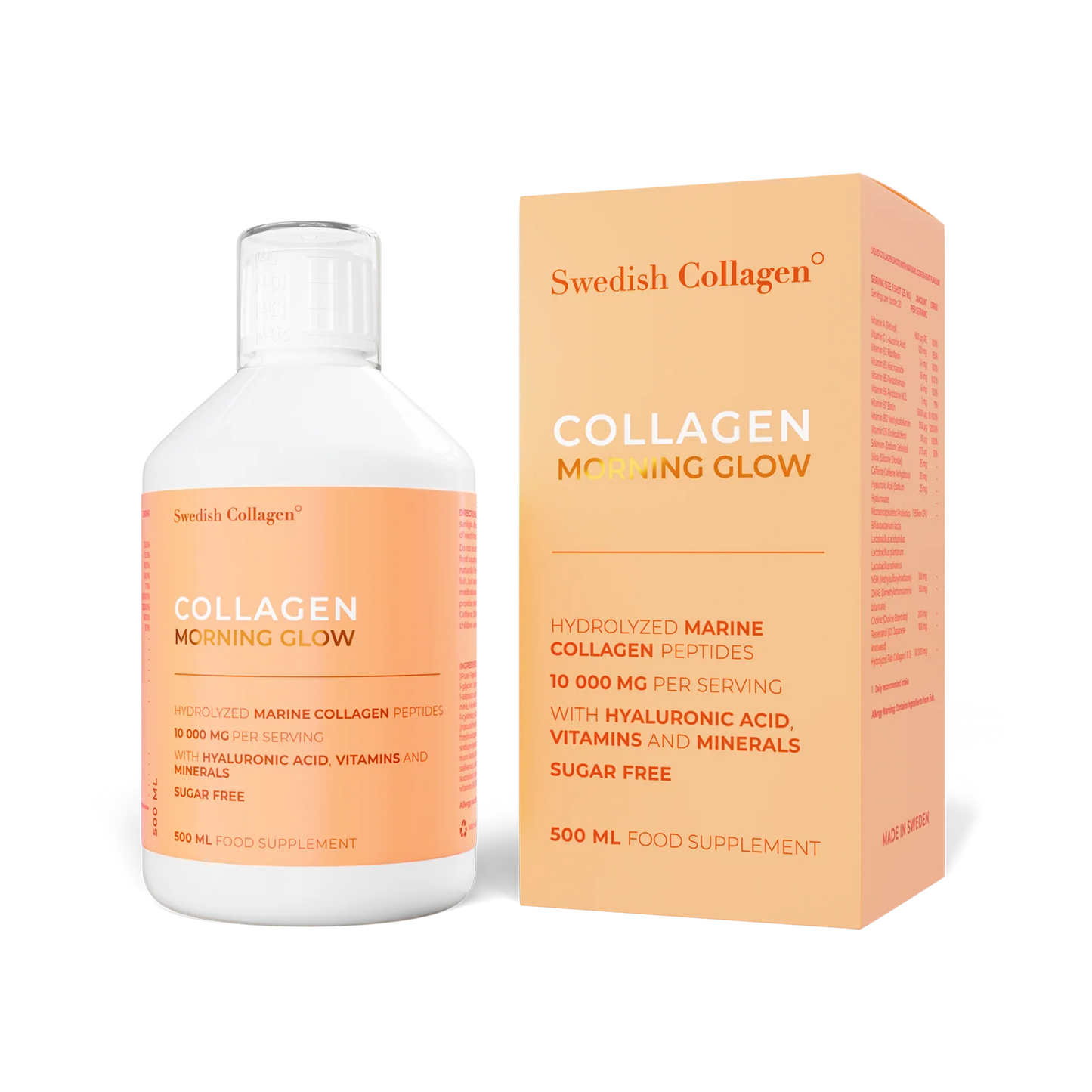 Swedish Collagen MORNING GLOW - odai, plaukams, nagams, energijai ir žarnynui, 500 ml