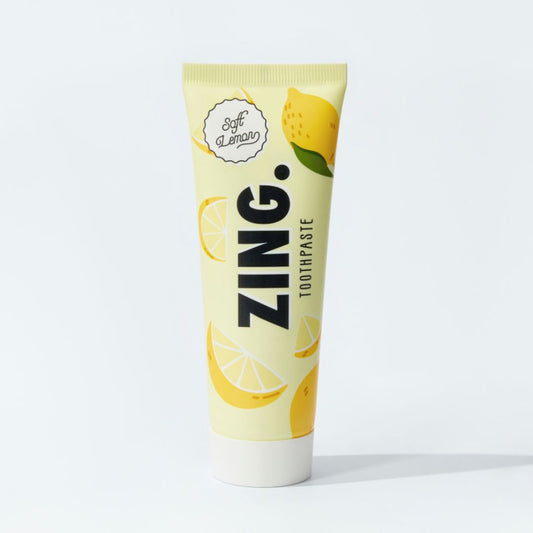 ZING Hap+ balinanti dantų pasta švelnios citrinos skonio, 75 ml.